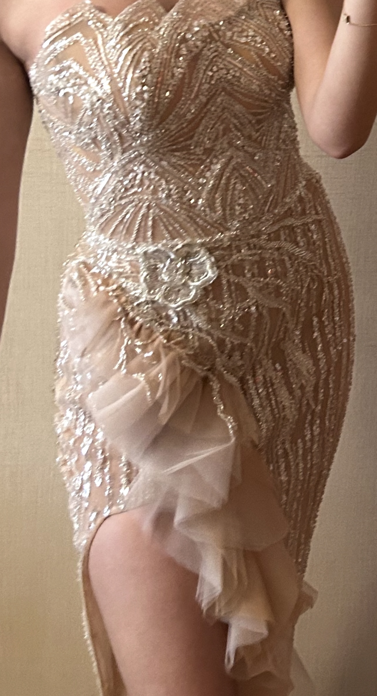 Абитуриенска рокля -Romantika Fashion – размер S, Бежово